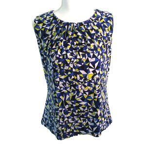 Calvin Klein Women's Sleeveless Blue & White Stretch Shirt Size Medium